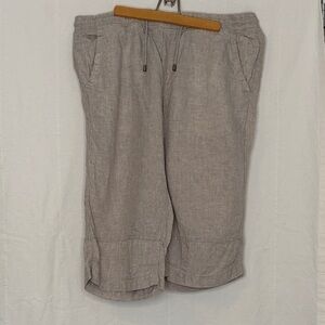 Point Zero Light Drawstring Elastic Linen Blend Capris XL Summer Beach